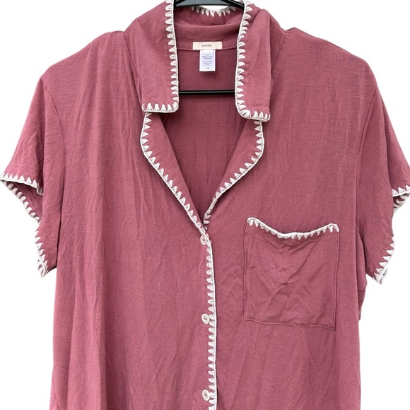 Eberjay Frida Whipstitch Jersey Knit Pajama Top - Pink - Size Large - Picture 4 of 8